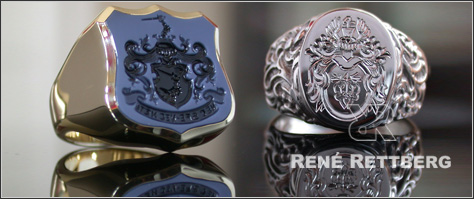 Sehr individuelle Siegelring und Wappenring Kollektion aus unserem Spezial Atelier für Siegelring Anfertigung und Herstellung