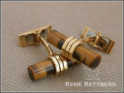 Manschettenknoepfe Tigerauge Gelbgold 