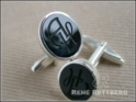 Manschettenknöpfe oval Silber mit Onyx schwarz