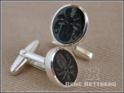 ovale Silber Manschettenknöpfe mit Onyx, graviert